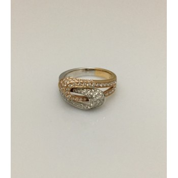 18ct Two Tone Abstract Diamond Ring
